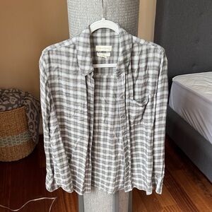 Treasure & Bond Gray Plaid Button Down Shirt